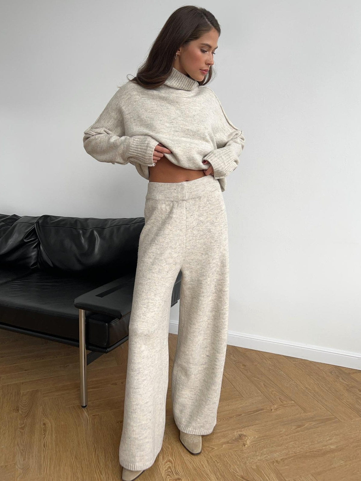 Corinne | Women's Oversized Two-Piece Set, Wide-Leg Turtleneck Lounge Set | My Sweet Wardrobe