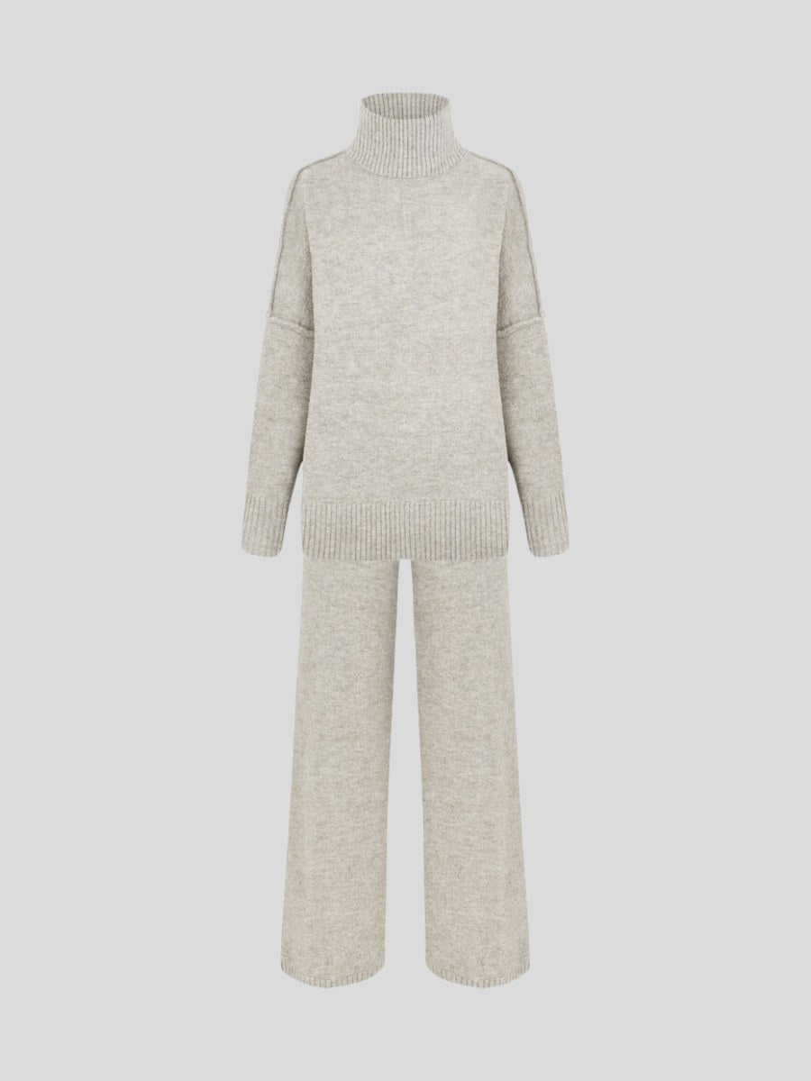Corinne | Women's Oversized Two-Piece Set, Wide-Leg Turtleneck Lounge Set | My Sweet Wardrobe