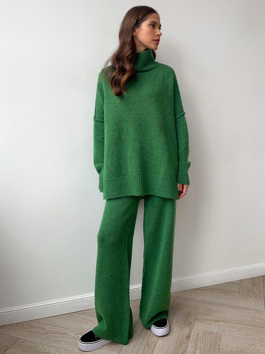 Corinne | Women's Oversized Two-Piece Set, Wide-Leg Turtleneck Lounge Set | My Sweet Wardrobe