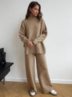 Corinne | Women's Oversized Two-Piece Set, Wide-Leg Turtleneck Lounge Set | My Sweet Wardrobe