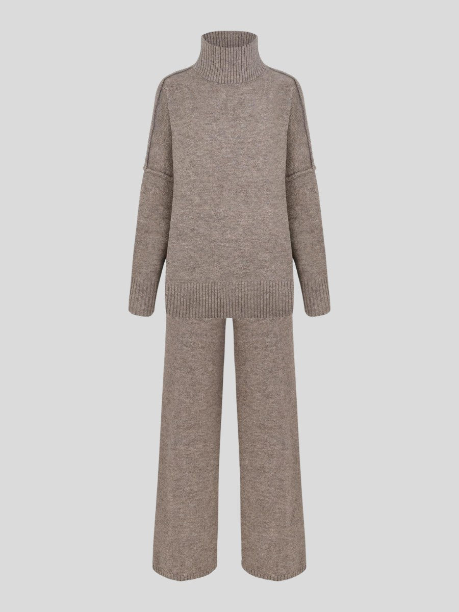 Corinne | Women's Oversized Two-Piece Set, Wide-Leg Turtleneck Lounge Set | My Sweet Wardrobe