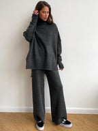 Corinne | Women's Oversized Two-Piece Set, Wide-Leg Turtleneck Lounge Set | My Sweet Wardrobe