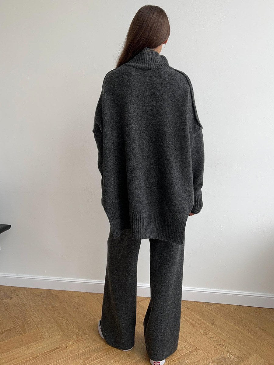 Corinne | Women's Oversized Two-Piece Set, Wide-Leg Turtleneck Lounge Set | My Sweet Wardrobe