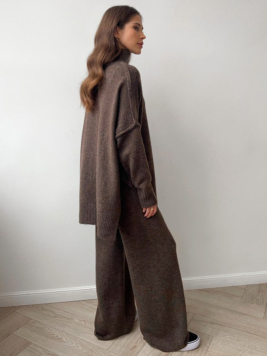 Corinne | Women's Oversized Two-Piece Set, Wide-Leg Turtleneck Lounge Set | My Sweet Wardrobe