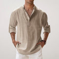 Daniel | Men's Relaxed Linen Shirt with Long Sleeves, Rolled-Cuff Summer Shirt | My Sweet Wardrobe | Khaki