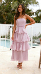 Danielle | Women's Strapless Tiered Maxi Dress, Ruffle Wedding Guest Dress | My Sweet Wardrobe