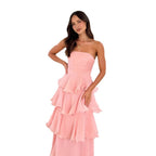 Danielle | Women's Strapless Tiered Maxi Dress, Ruffle Wedding Guest Dress | My Sweet Wardrobe | Light Purple