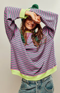 Darcy | Women's Striped Oversized Jumper, Relaxed Fit Knit Top | My Sweet Wardrobe | Groen & Roze