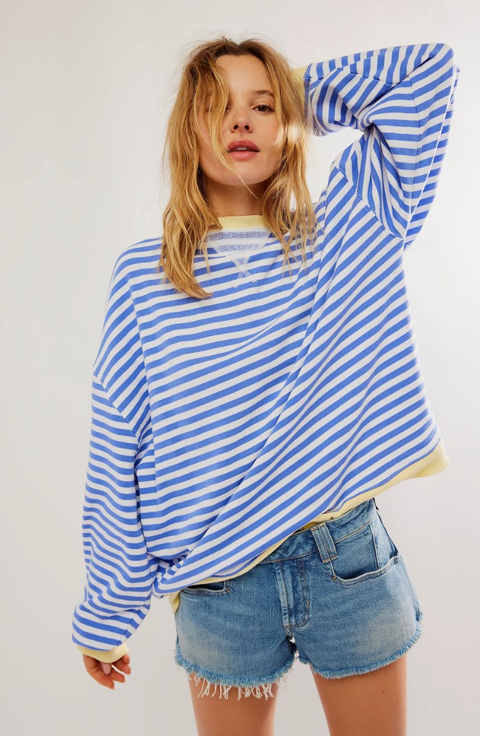 Darcy | Women's Striped Oversized Jumper, Relaxed Fit Knit Top | My Sweet Wardrobe | Oranje
