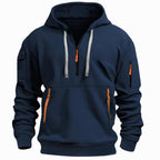 David | Men's Lightweight Hoodie with Adjustable Hood and Half-Zipper, Relaxed-Fit Hooded Jumper | My Sweet Wardrobe