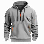David | Men's Lightweight Hoodie with Adjustable Hood and Half-Zipper, Relaxed-Fit Hooded Jumper | My Sweet Wardrobe