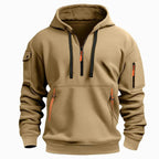 David | Men's Lightweight Hoodie with Adjustable Hood and Half-Zipper, Relaxed-Fit Hooded Jumper | My Sweet Wardrobe