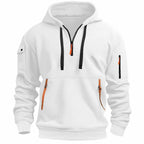 David | Men's Lightweight Hoodie with Adjustable Hood and Half-Zipper, Relaxed-Fit Hooded Jumper | My Sweet Wardrobe