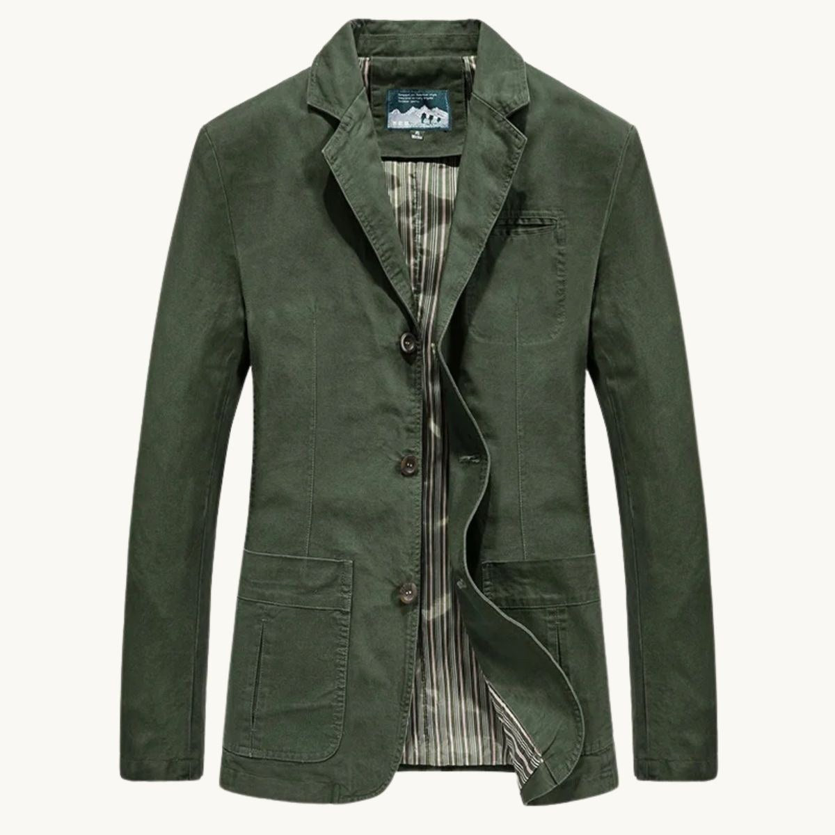 Dawson | Men's Lightweight Water-Resistant Jacket, Tailored Blazer Jacket | My Sweet Wardrobe | Army Green