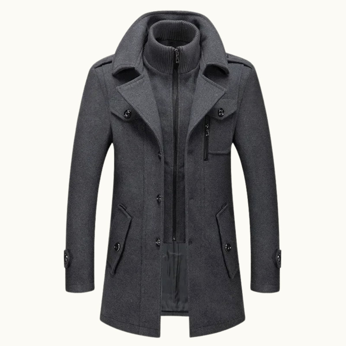 Dean | Men's Wool Blend Winter Coat, Structured Trench-Inspired Coat | My Sweet Wardrobe