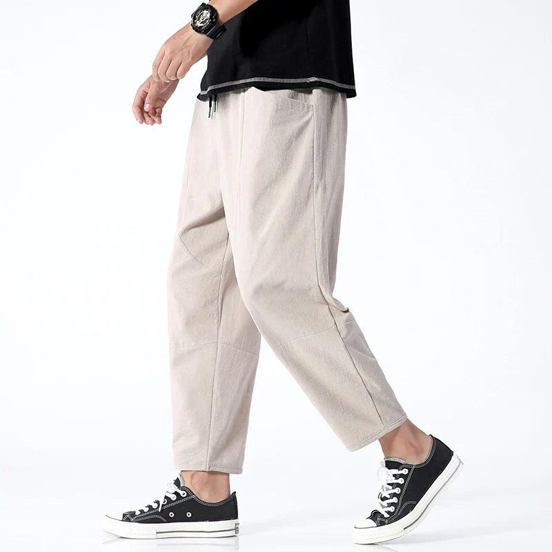 Declan | Men's Cropped Trousers with Drawstring Waist, Relaxed-Fit Casual Trousers | My Sweet Wardrobe
