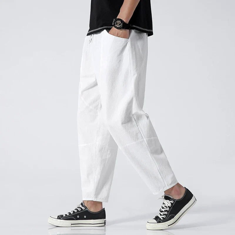 Declan | Men's Cropped Trousers with Drawstring Waist, Relaxed-Fit Casual Trousers | My Sweet Wardrobe
