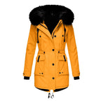 Delaney | Women's Hooded Parka Coat, Full-Length Winter Coat | Dressific | Gold