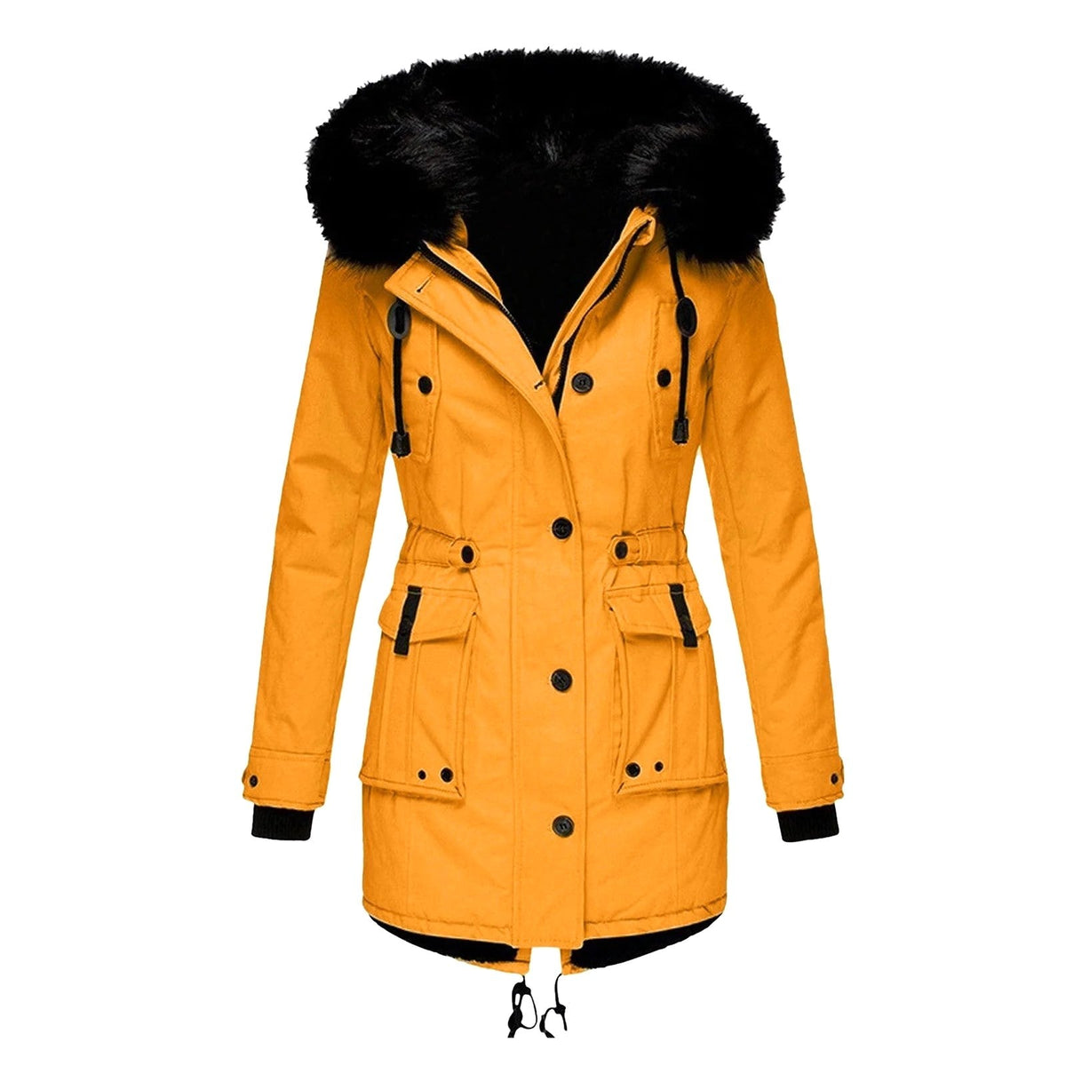 Delaney | Women's Hooded Parka Coat, Full-Length Winter Coat | Dressific | Gold