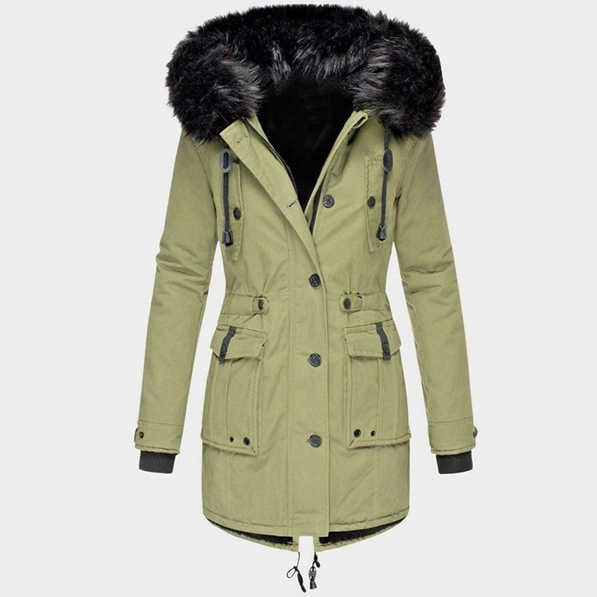 Delaney | Women's Hooded Parka Coat, Full-Length Winter Coat | Dressific | Green