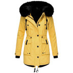Delaney | Women's Hooded Parka Coat, Full-Length Winter Coat | Dressific | Yellow
