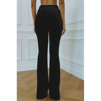 Delphine | Women's Single-Button Blazer Flare Trouser Set, Contrast Lapel Two-Piece Suit | My Sweet Wardrobe