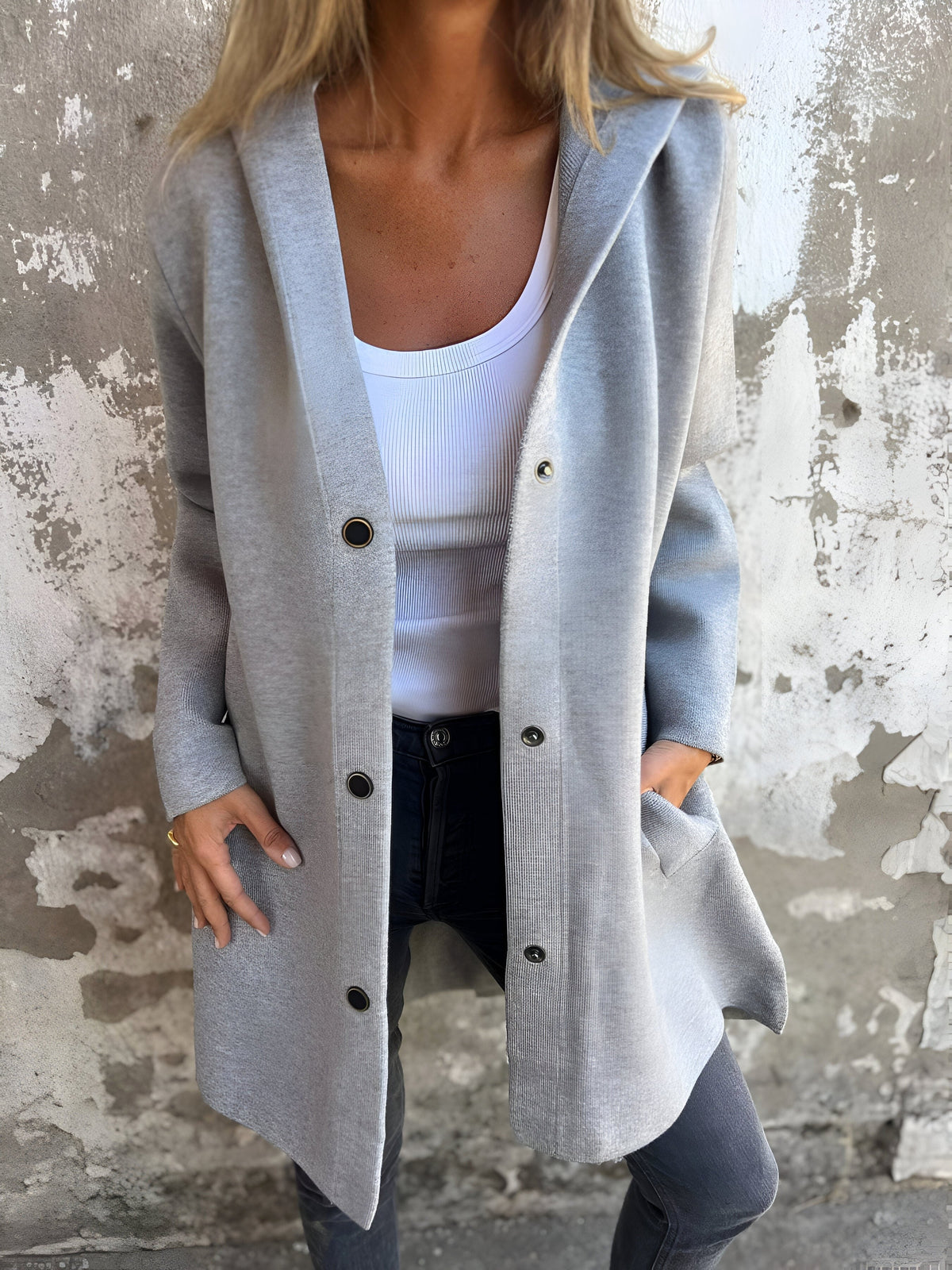 Denise | Women's Hooded Cotton-Blend Jacket, Relaxed Transitional Jacket | My Sweet Wardrobe | Brown