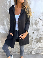 Denise | Women's Hooded Cotton-Blend Jacket, Relaxed Transitional Jacket | My Sweet Wardrobe | Green