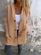Denise | Women's Hooded Cotton-Blend Jacket, Relaxed Transitional Jacket | My Sweet Wardrobe | Dark Orange