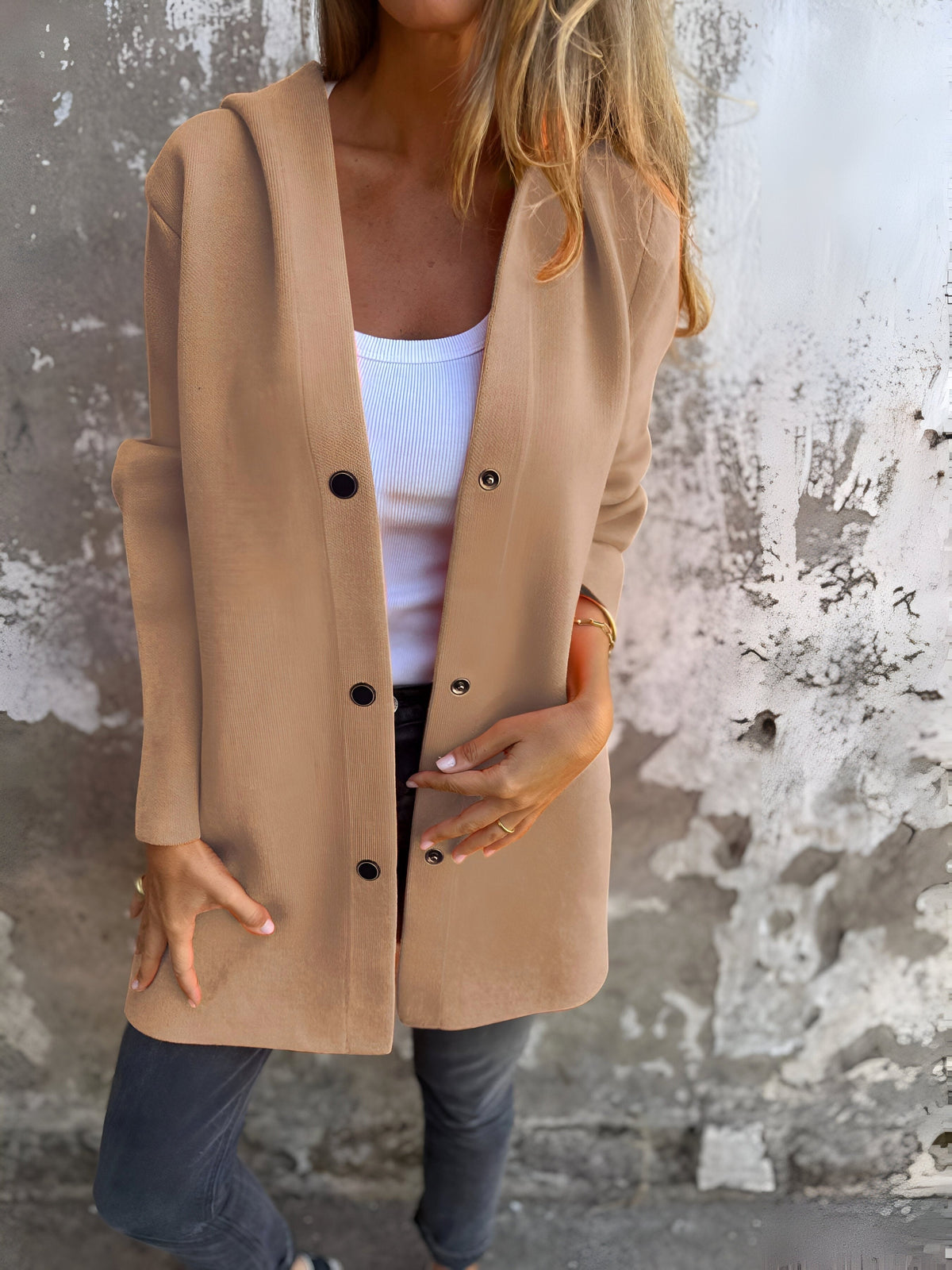 Denise | Women's Hooded Cotton-Blend Jacket, Relaxed Transitional Jacket | My Sweet Wardrobe | Dark Orange