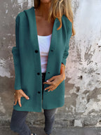 Denise | Women's Hooded Cotton-Blend Jacket, Relaxed Transitional Jacket | My Sweet Wardrobe | Purple