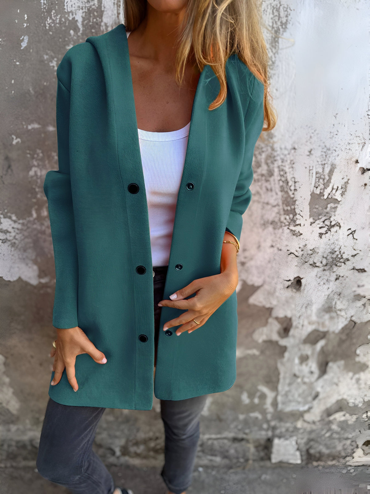 Denise | Women's Hooded Cotton-Blend Jacket, Relaxed Transitional Jacket | My Sweet Wardrobe | Purple
