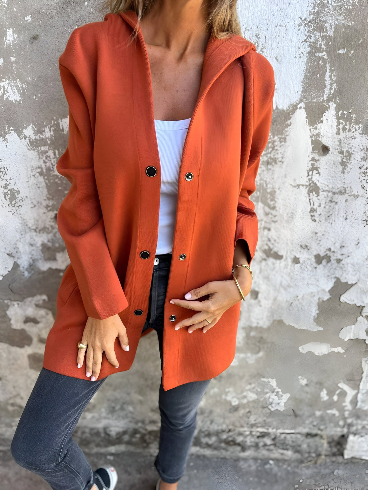 Denise | Women's Hooded Cotton-Blend Jacket, Relaxed Transitional Jacket | My Sweet Wardrobe | Blue
