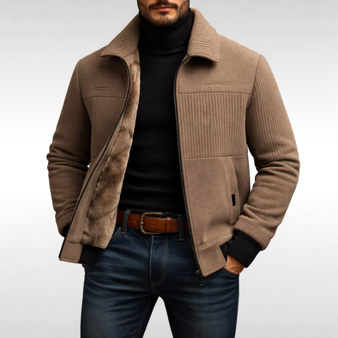Derek | Men's Fleece Jacket, Lightweight Everyday Jacket | My Sweet Wardrobe | Khaki