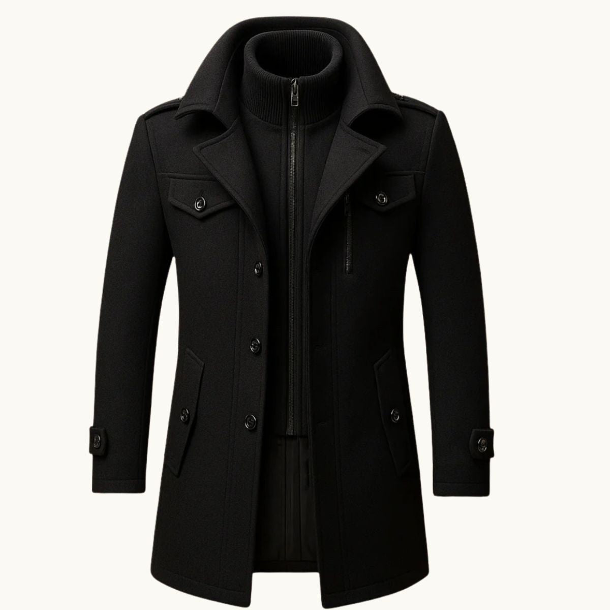 Derek | Women's Tailored Warm Coat, Structured Autumn Coat | Dressific | Black