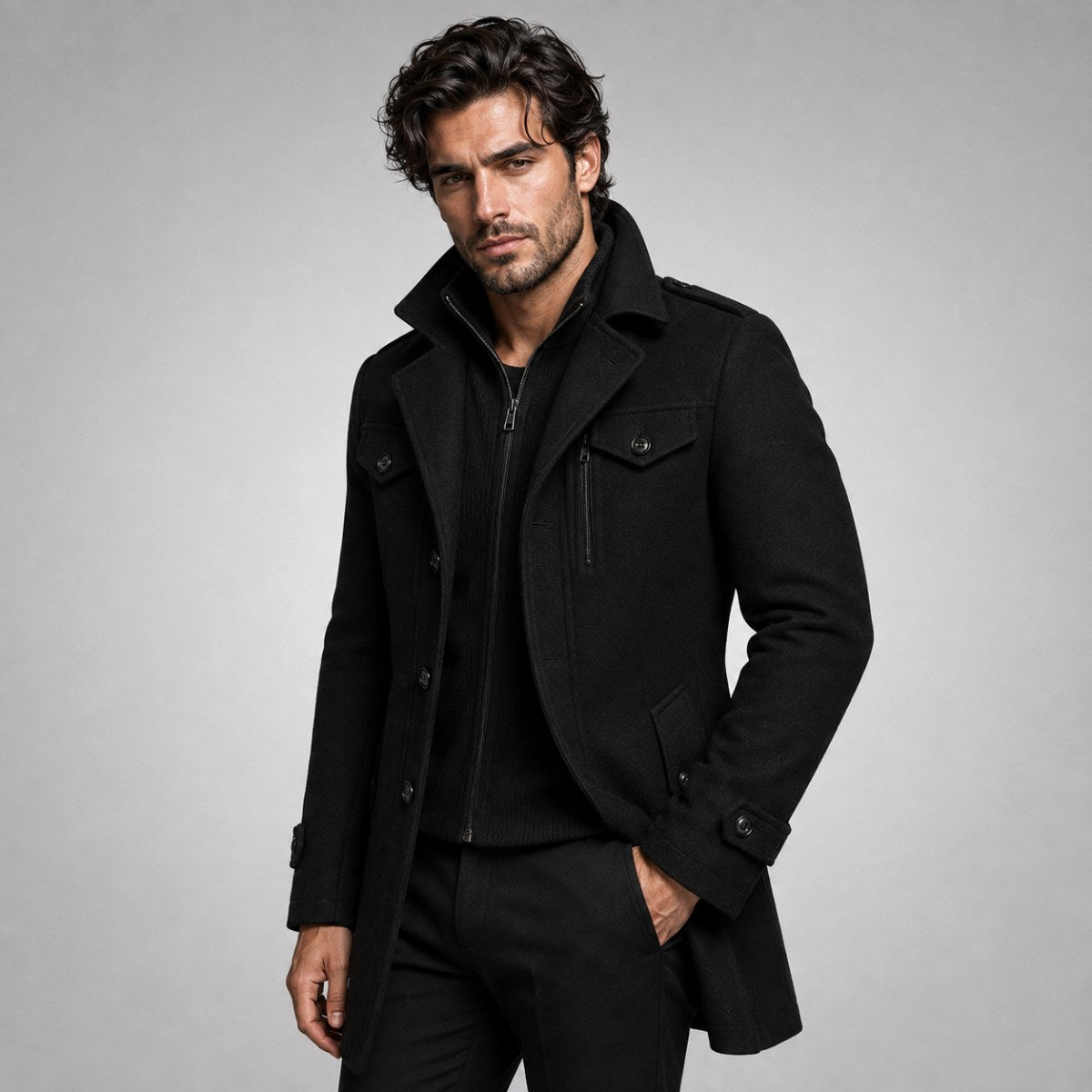 Derek | Women's Tailored Warm Coat, Structured Autumn Coat | Dressific | Khaki