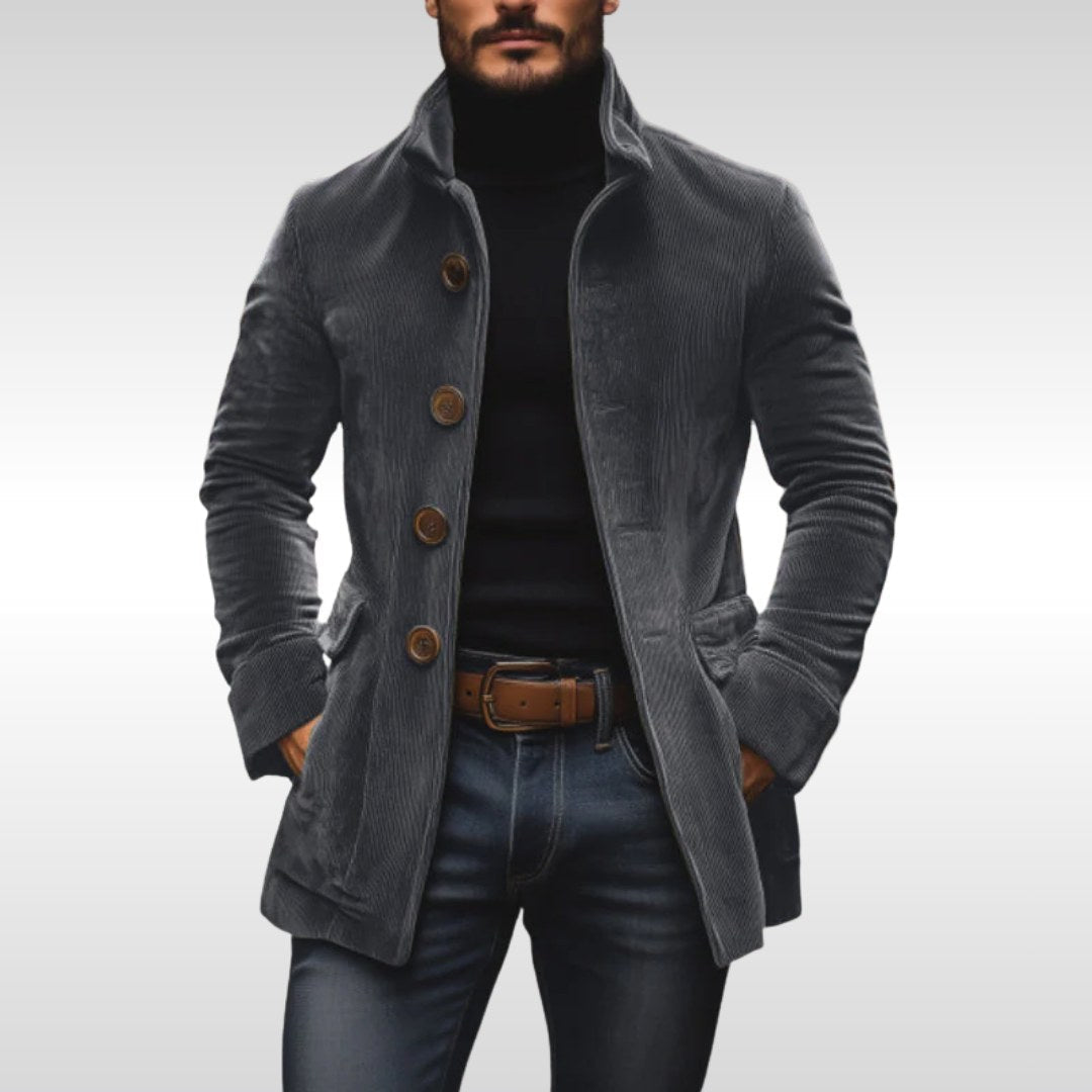 Detlef | Men's Corduroy Jacket with Structured Cut, Classic Autumn Jacket | My Sweet Wardrobe | Grey