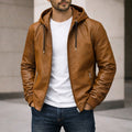 Devin | Men's Hooded Jacket with Clean Lines, Structured Autumn Jacket | My Sweet Wardrobe | Brown