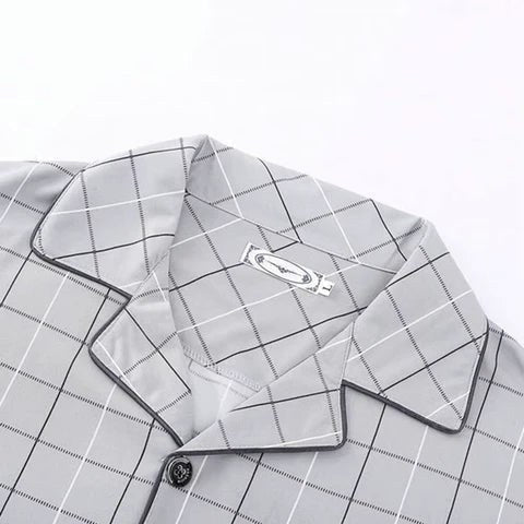 Dieter | Men's Striped Pyjamas with Long Sleeves, Two-Piece Pyjama Set | My Sweet Wardrobe | Iron Grey