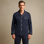 Dieter | Men's Striped Pyjamas with Long Sleeves, Two-Piece Pyjama Set | My Sweet Wardrobe | Bayeux Blue