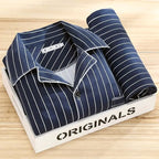 Dieter | Men's Striped Pyjamas with Long Sleeves, Two-Piece Pyjama Set | My Sweet Wardrobe | Grey-Brown