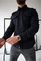 Dominic | Men's Long Sleeve Button-Up Shirt Jacket, Relaxed-Fit Overshirt | My Sweet Wardrobe