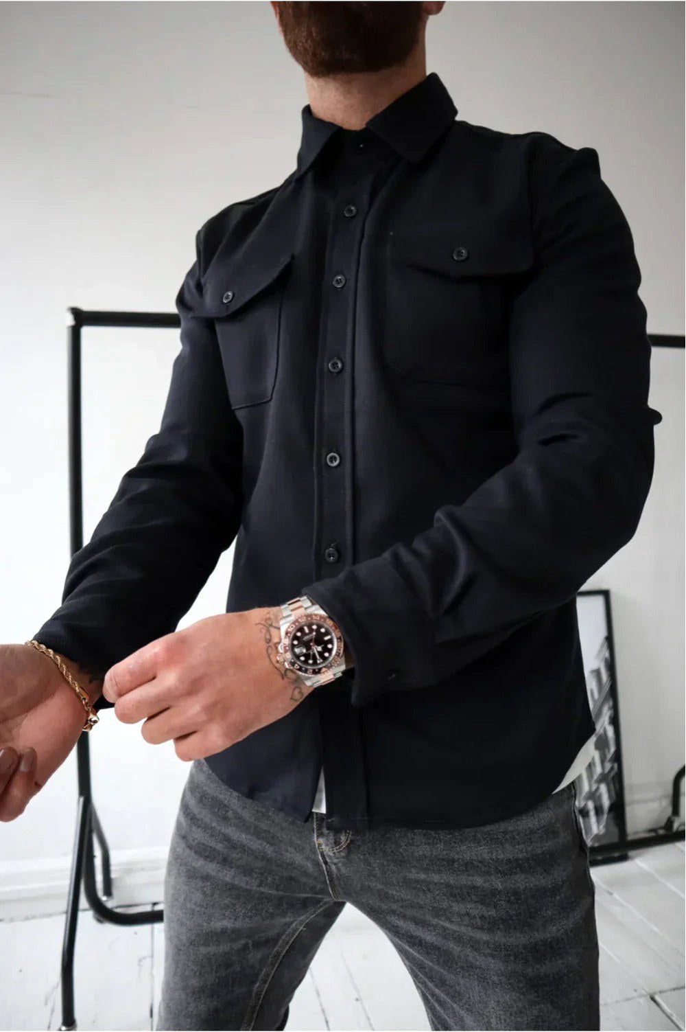 Dominic | Men's Long Sleeve Button-Up Shirt Jacket, Relaxed-Fit Overshirt | My Sweet Wardrobe