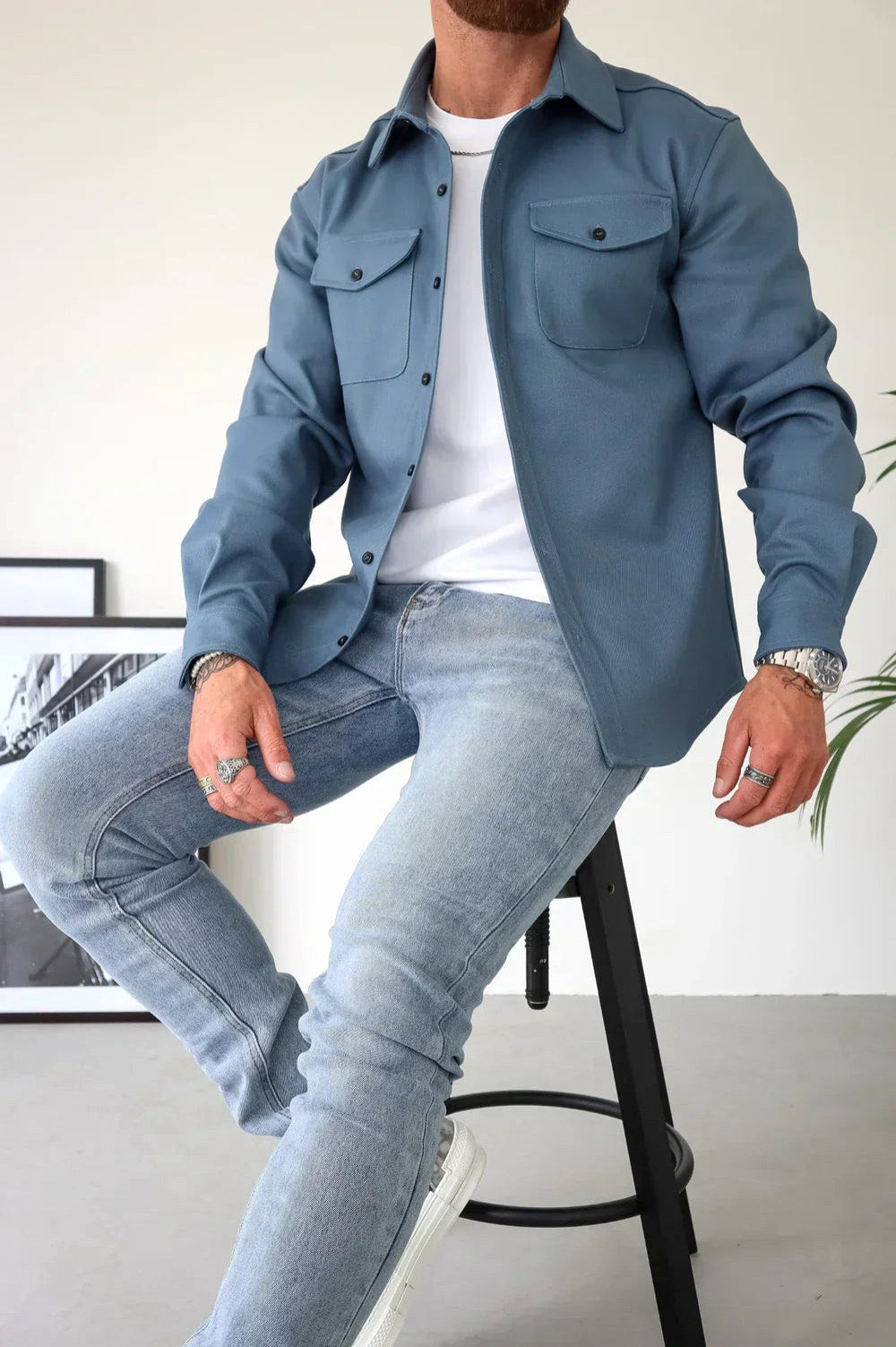 Dominic | Men's Long Sleeve Button-Up Shirt Jacket, Relaxed-Fit Overshirt | My Sweet Wardrobe