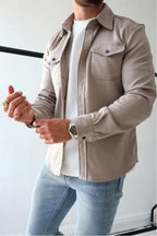 Dominic | Men's Long Sleeve Button-Up Shirt Jacket, Relaxed-Fit Overshirt | My Sweet Wardrobe