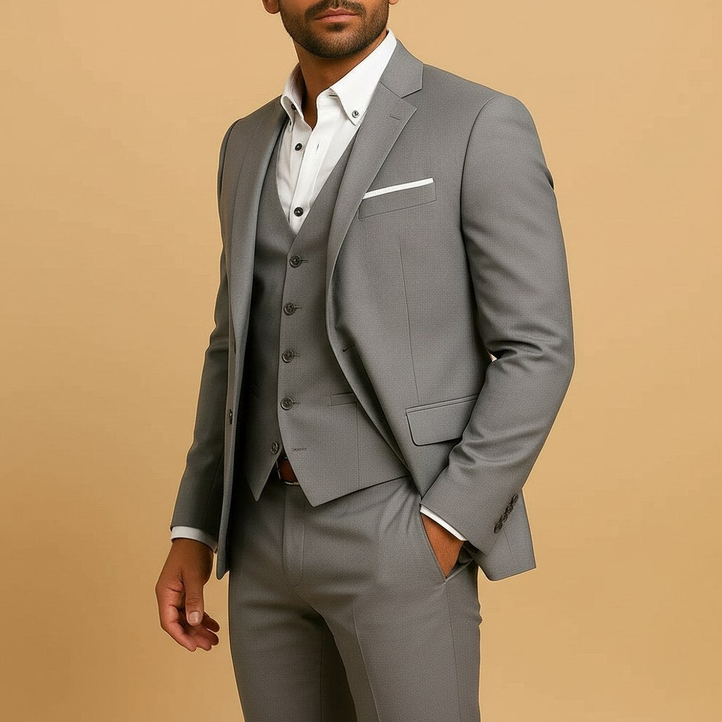 Dominic | Men's Slim-Fit Suit with Vest, Three-Piece Suit for Weddings | My Sweet Wardrobe