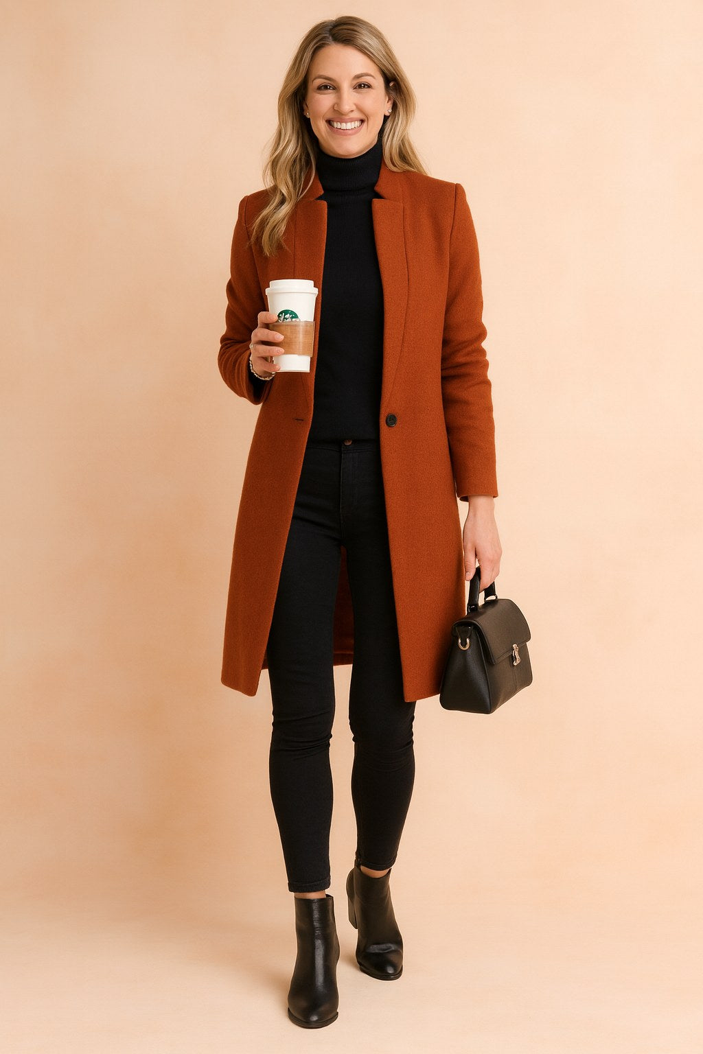 Dominique | Women's Minimalist Fitted Coat, Lightweight Everyday Coat | My Sweet Wardrobe