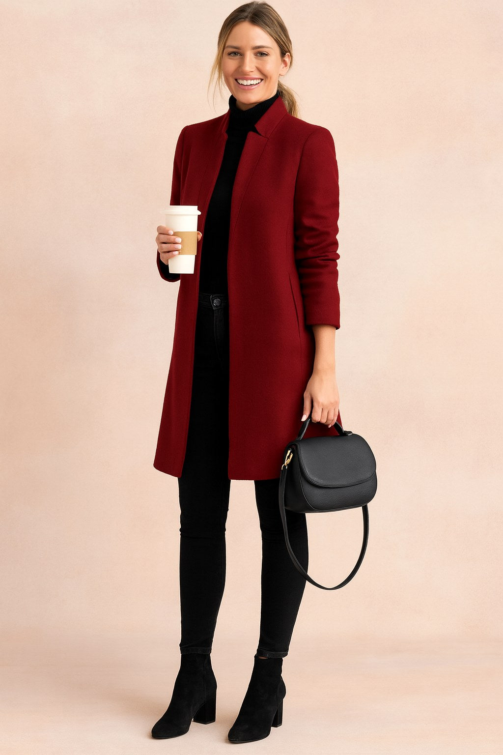 Dominique | Women's Minimalist Fitted Coat, Lightweight Everyday Coat | My Sweet Wardrobe