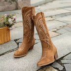Dorothy | Women's Suede Block Heel Ankle Boots, Western Mid-Calf Boots | My Sweet Wardrobe