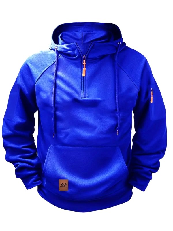Dylan | Men's Half-Zip Hooded Pullover, Kangaroo Pocket Hoodie | Dressific